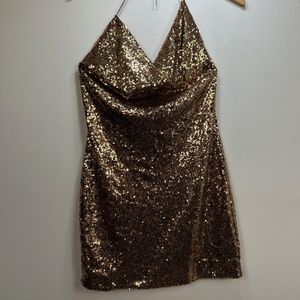 Forever 21 Gold Sequined Mini Dress